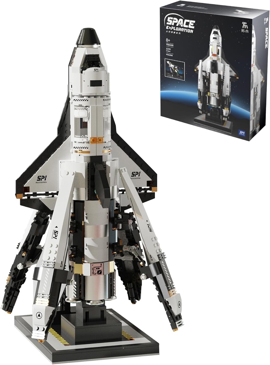 Space Exploration Shuttle Building Set 17” Tall with Satellite Launch and 2 Display Way, STEM Space Shuttle Toys for Boys Girls Over 8 and Adults(1274 PCS)