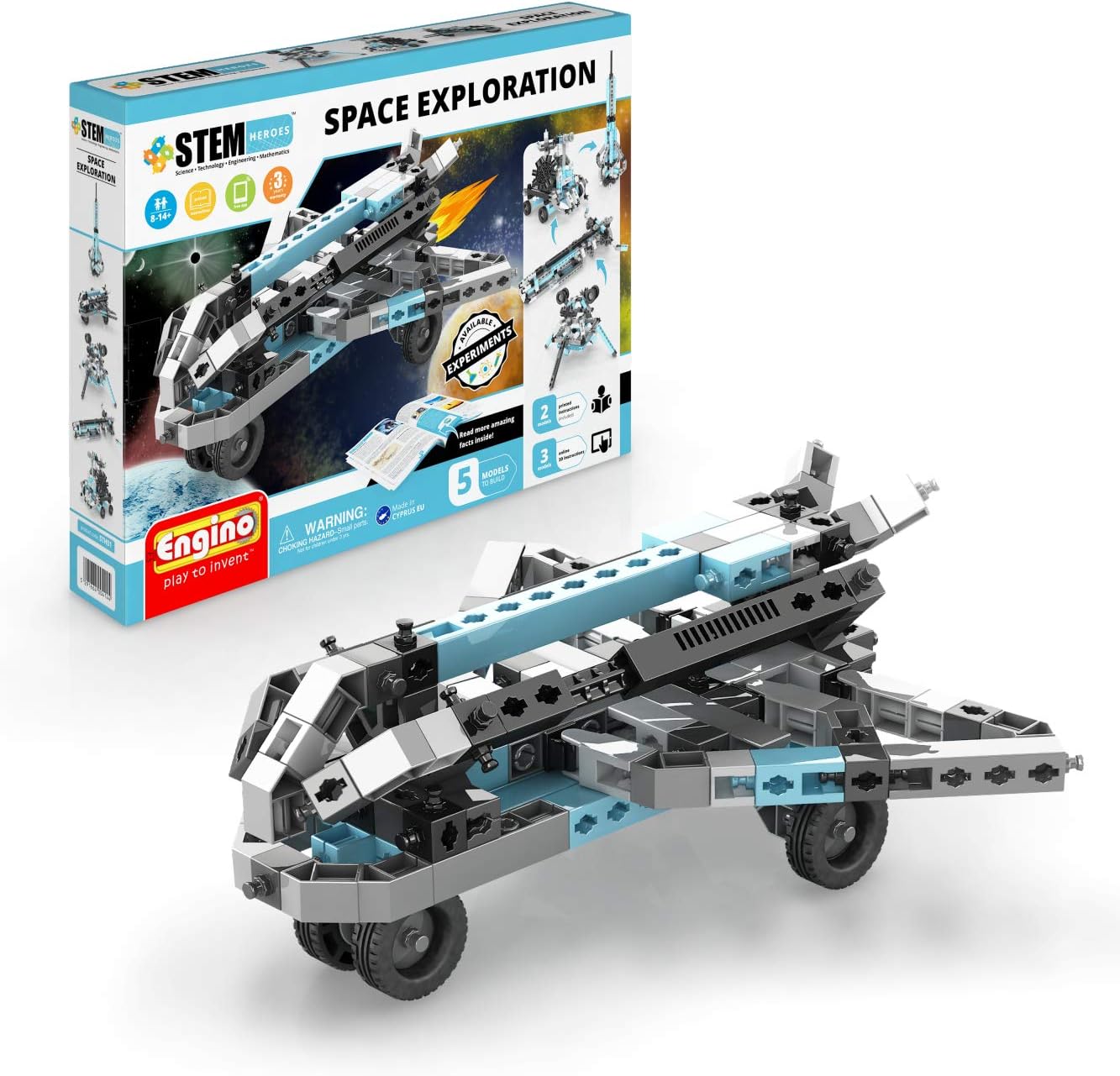 Engino - STEM Heroes Toys | Learning About: Space Exploration - Building Toy & Learning Activities & Experiments (5 Models Options) | Perfect for Home Learning