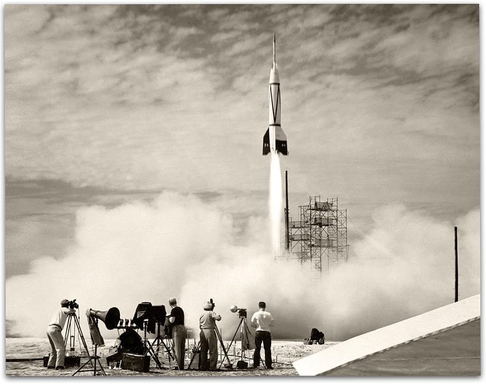 Lone Star Art Astronomy Poster - First NASA Rocket Flight - 11x14 Unframed Art Print - Vintage Space Wall Art for Dark Academia, Astronomers & Space Enthusiasts