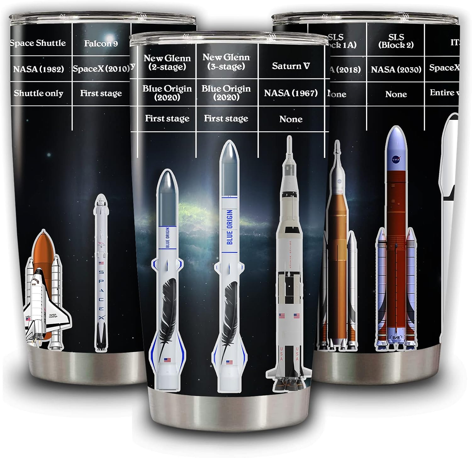 Insulated Tumbler Stainless Steel Spacex Bottle Falcon Tea 9 With Lid Rocket Vacuum Mug Coffee Travel Cup 20 Oz Tumblers Gifts For Friend Co-worker Father\'s Mother\'s Day Birthday Christmas