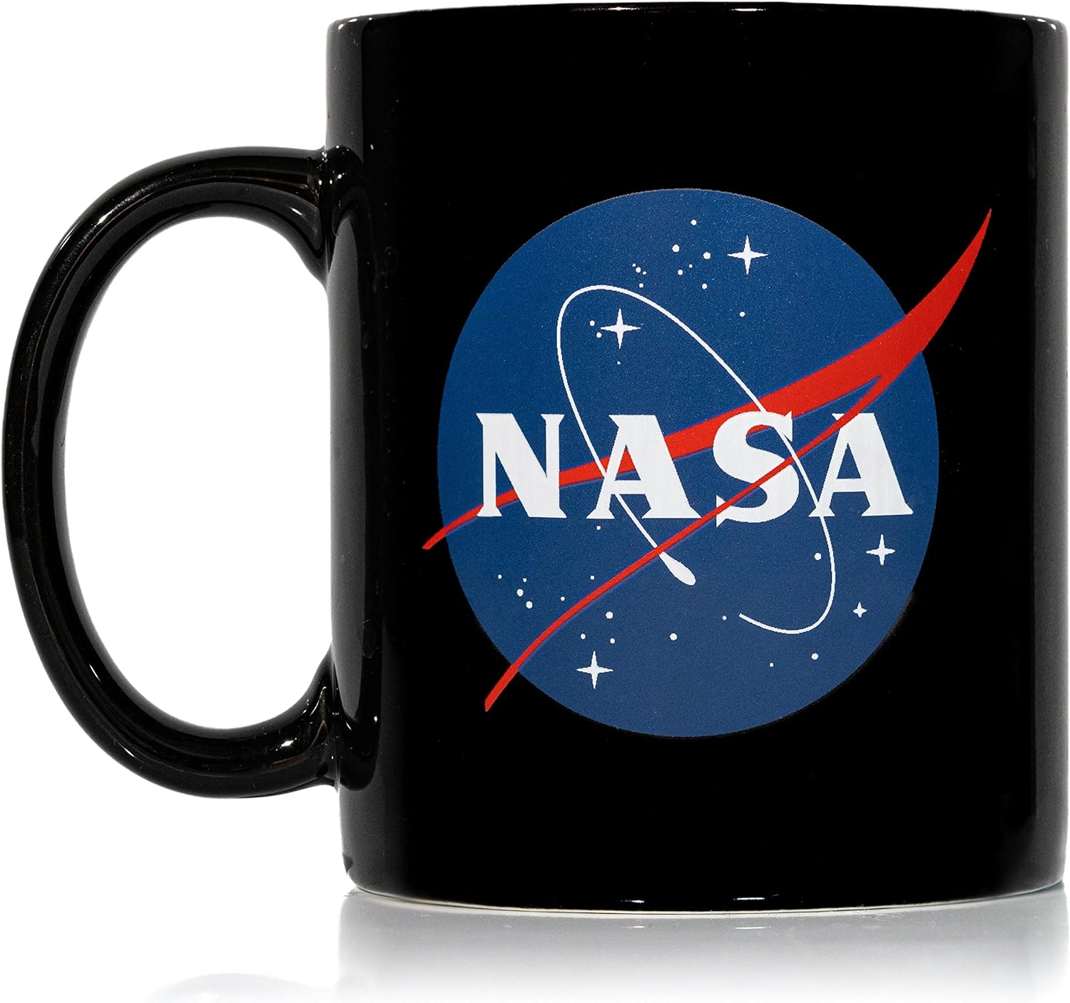 NASA 11oz Ceramic Mug (Black) - Artwork on Both Sides Ceramic - Giftable Foam Box Protection - Space/Science Gift