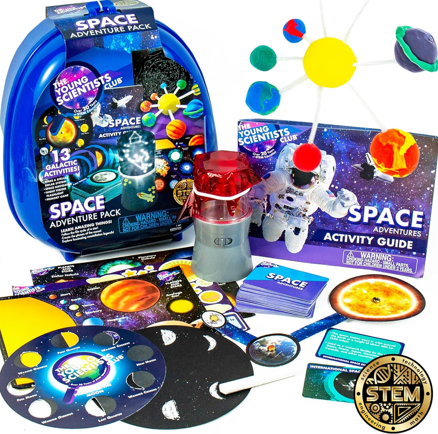 The Young Scientists Club Space Adventures Pack, STEM Kit, 13 Educational Activities, Includes Reusable Backpack, Space Navigator, DIY Constellations, Space Card Game & More, Multi (204755)